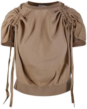 Nude Gathered-Detail T-Shirt - Natural