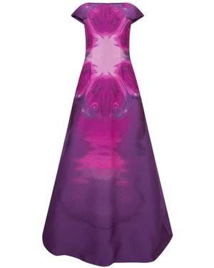 Alberta Ferretti Gradient-Effect Cap-Sleeve Maxi Dress - Purple