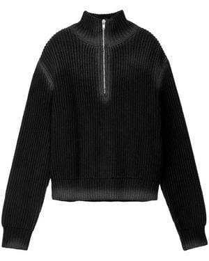 CAMPERLAB Maglione A Coste Con Zip - Nero