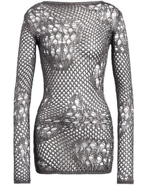 Dondup Robe Mi-Longue En Maille Ajourée À Effet Usé - Grey