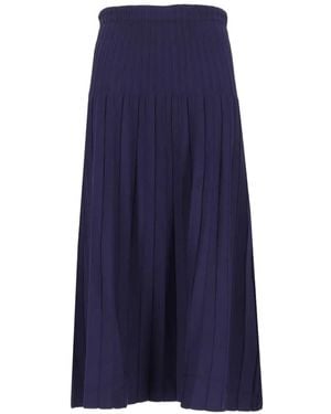 STAUD Lena Pleated Midi Skirt - Blue