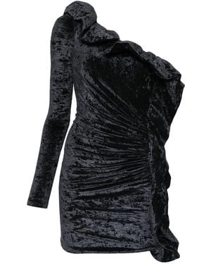 Amen Ruffled One-Shoulder Mini Dress - Black