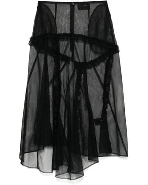Simone Rocha Semi-Transparenter Midirock Mit Rüschenbesatz - Schwarz