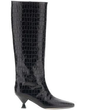 MARIA LUCA Bottes Noa À Effet Croco - Black