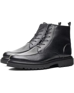 Poche Paris Textured Lace-Up Boots - Black