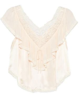 Doen Blouse Volantée Yadira Bordée De Dentelle - Blanc