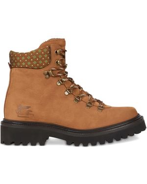 Etro Patterned-collar lace-up boots - Marrón