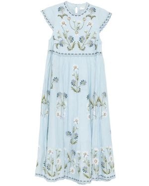 Sea Audra Embroidered Midi Dress - Blue