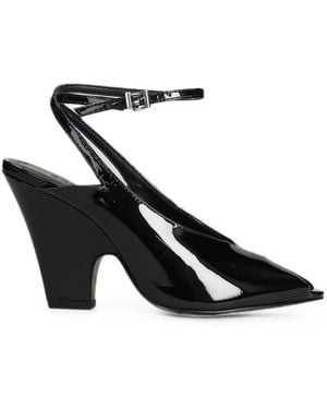 SCHUTZ SHOES Patent-Leather Ankle-Strap Pumps - Black