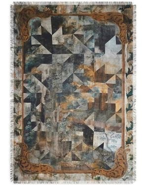 Pierre Louis Mascia Aloeuw Printed Fringed Shawl Scarf - Grey