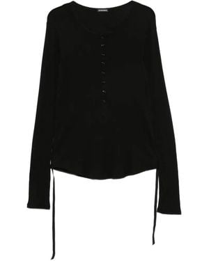 Ann Demeulemeester Ruched-Detail Button-Up Sweater - Black