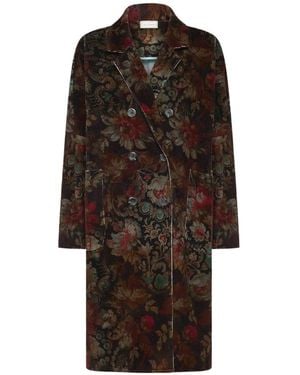 Pierre Louis Mascia Abrigo Griffintn Con Estampado Floral Y Doble Botonadura - Marrón