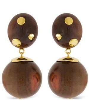 Lizzie Fortunato Studded Wood Drop Earrings - Metallic