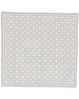 Eleventy Geometric-Print Pocket Square - White