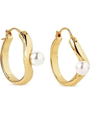 Yoj Boucles D'Oreilles Créoles Twerti À Perle - Métallisé