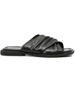 SERGIO MORETTI FIRENZE Crossover-Strap Ruched Sandals - Black