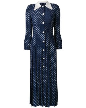 Alessandra Rich Polka Dot Shirt Dress - Blue