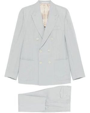 Eleventy Double-Breasted Linen Suit - White