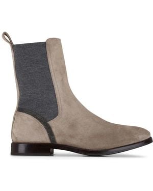 Brunello Cucinelli Monili Bead-embellished Suede Chelsea Boots - Brown