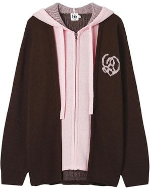 B+ AB Cardigan Zippé À Capuche - Brown