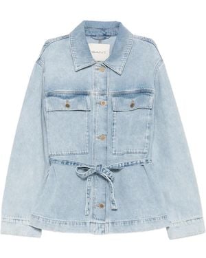 GANT Belted Button-Up Denim Jacket - Blue