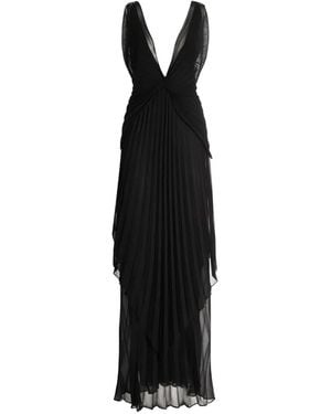 Genny Pleated V-Neck Dress - Black