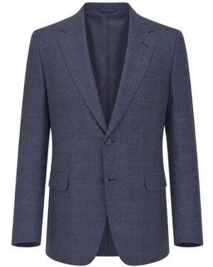 ZEGNA Check-Pattern Blazer - Blue