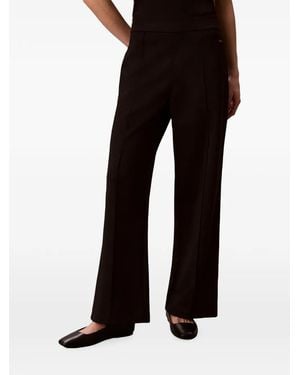 Calvin Klein Logo-Plaque Wide-Leg Trousers - Black