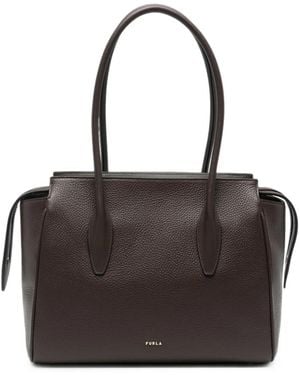 Furla Grained Leather Tote Bag - Black
