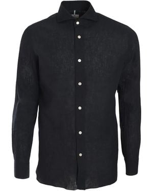 Luigi Borrelli Napoli Camisa con cuello italiano - Azul