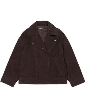 Bimba Y Lola Double-Breasted Suede Jacket - Brown