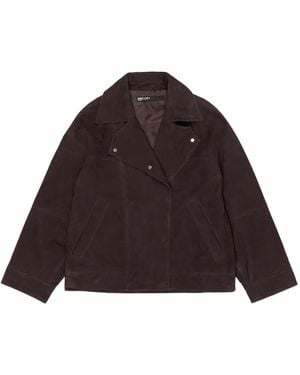 Bimba Y Lola Double-Breasted Suede Jacket - Brown