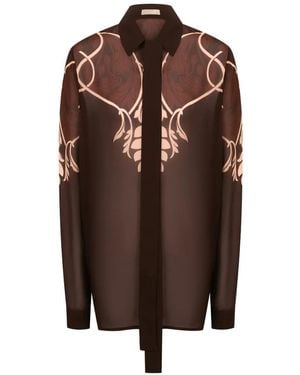 Elie Saab Printed Chiffon Shirt - Brown