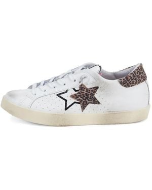 2Star Prime Star Leopard-Print Trainers - White