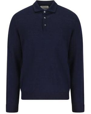 Mauro Ottaviani Button-placket wool polo shirt - Blau