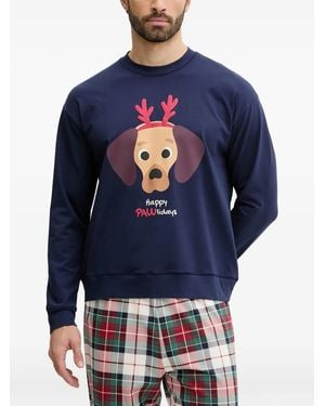 Benetton Graphic-Print Checked Pyjamas - Blue