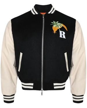 Rhude Logo-Embroidered Bomber Jacket - Black