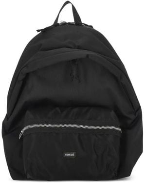 Sacai Logo-Patch Zip-Fastening Backpack - Black