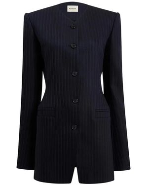 KHAITE Naran Pinstripe Button Jacket - Blue