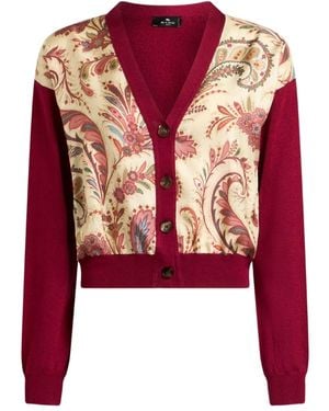 Etro Paisley Panelled Cardigan - Red