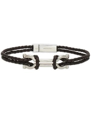 Ferragamo Pulsera Trenzada Con Motivo Gancini - Blanco
