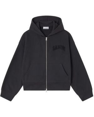 Ganni Zip-Up Hoodie - Blue