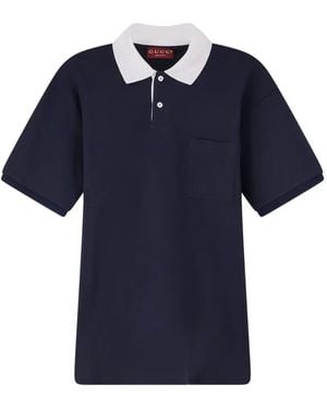 Gucci Contrast Collar Pocket Polo Shirt - Blue