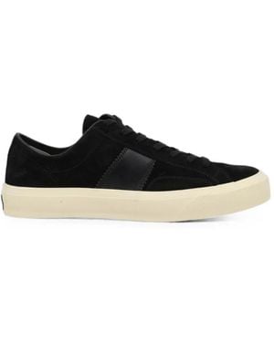 Tom Ford Suede Leather-Panel Sneakers - Black