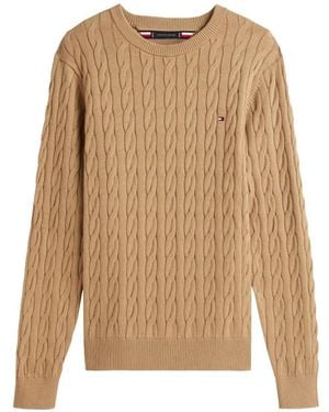 Tommy Hilfiger Jersey De Punto De Ochos Con Logo Bordado - Neutro