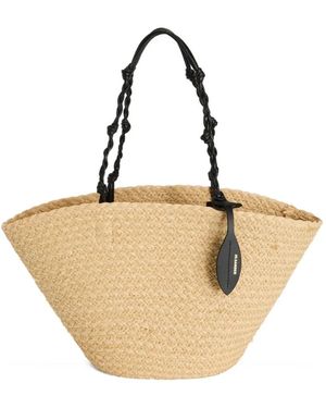 Jil Sander Tangle Logo-Tag Bucket Bag - Natural