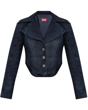 DIESEL チェック クロップドジャケット - ブルー