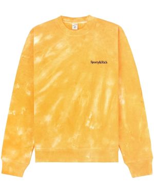 Sporty & Rich Logo-Embroidered Tie-Dye Sweatshirt - Yellow