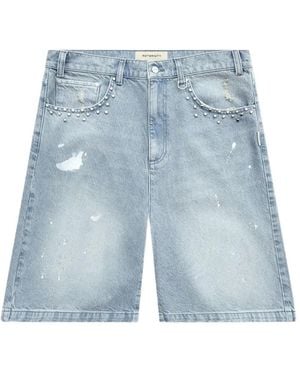 RETERNITY Studded-Detail Denim Shorts - Blue