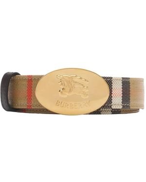 Burberry Geruite Omkeerbare Riem - Wit